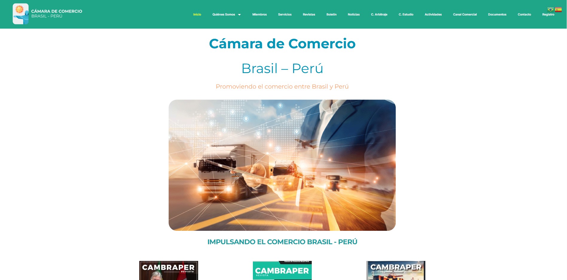 Desarrollo de una plataforma institucional para la Cámara de Comercio Brasil–Perú (CAMBRAPER)