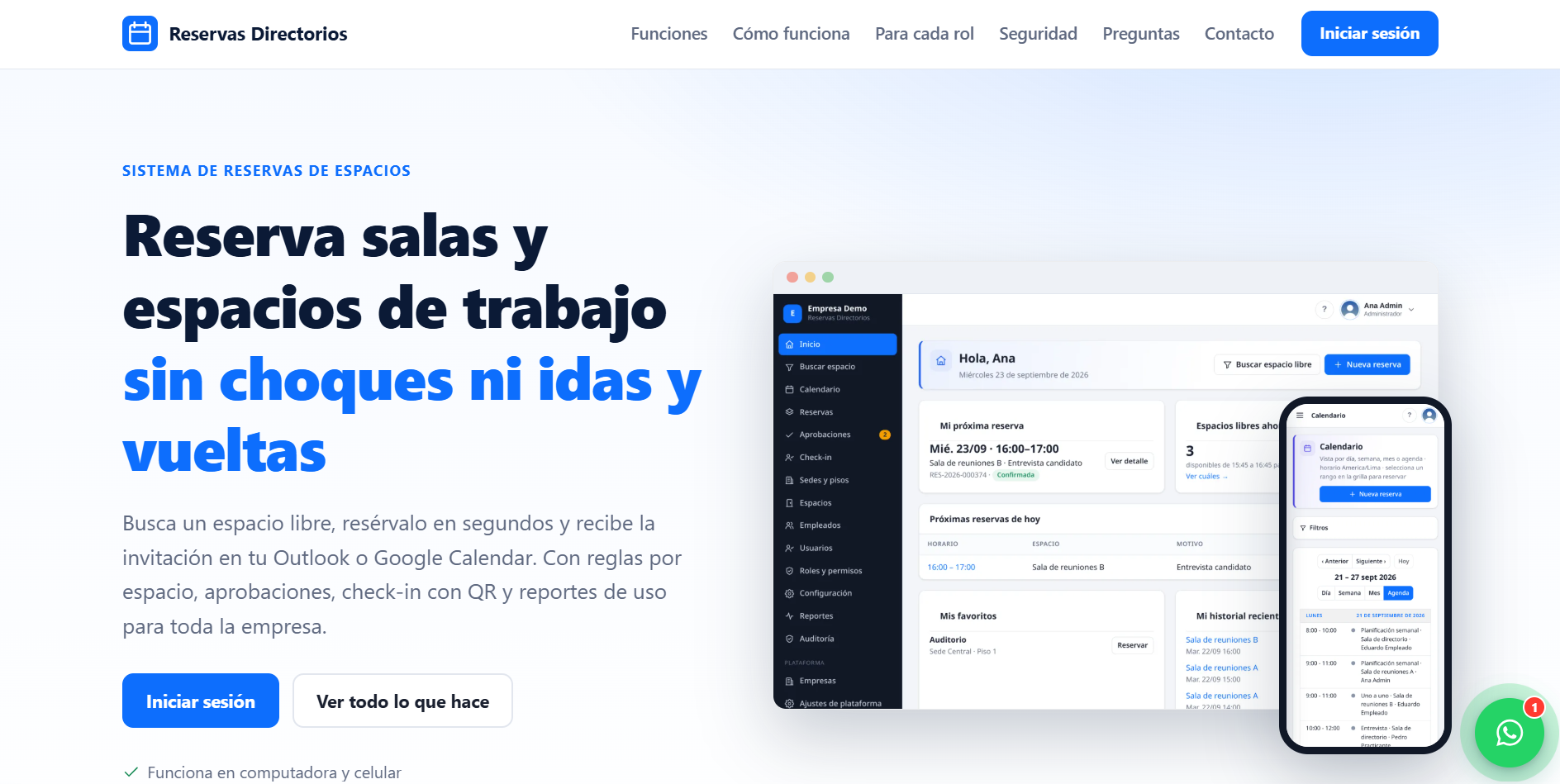 🏢 Reservas Directorios – Sistema Integral de Gestión y Reserva de Espacios Corporativos
